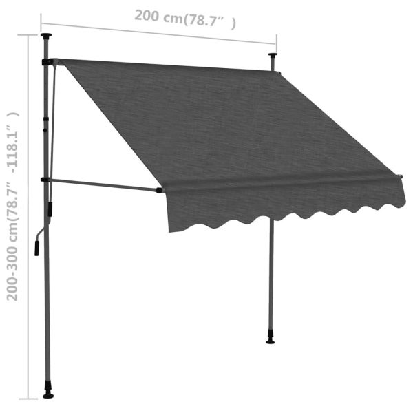 Manual Retractable Awning with LED 200 cm Anthracite