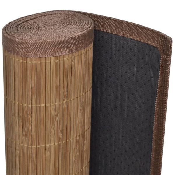 Rectangular Brown Bamboo Rug 80 x 200 cm