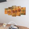 Canvas Wall Print Set Lions 200 x 100 cm