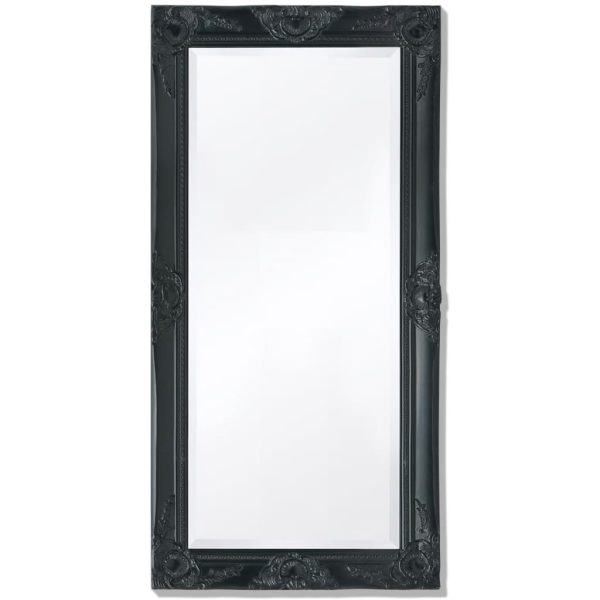 Wall Mirror Baroque Style 100×50 cm Black