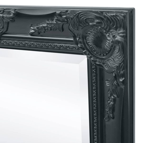 Wall Mirror Baroque Style 100×50 cm Black