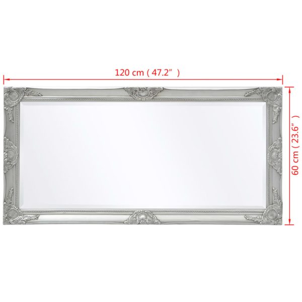Wall Mirror Baroque Style 120×60 cm Silver