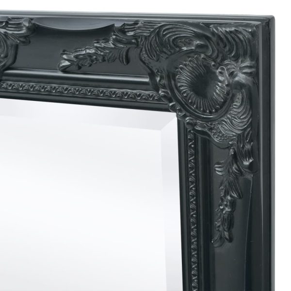 Wall Mirror Baroque Style 120×60 cm Black