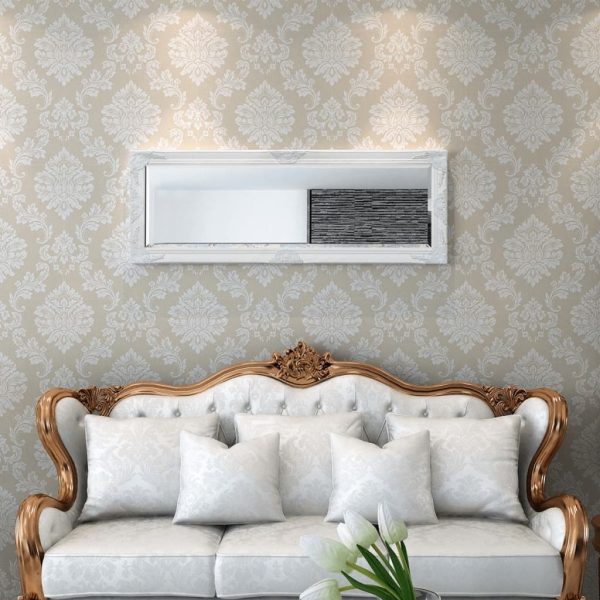 Wall Mirror Baroque Style 140×50 cm White