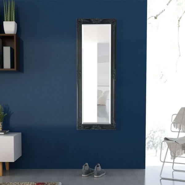 Wall Mirror Baroque Style 140×50 cm Black