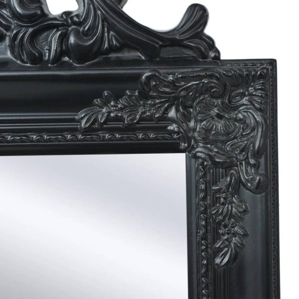 Free-Standing Mirror Baroque Style 160×40 cm Black