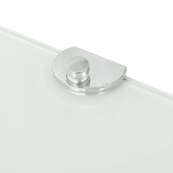 Corner Shelf with Chrome Supports Glass White 35×35 cm