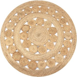 Area Rug Braided Design Jute 120 cm Round