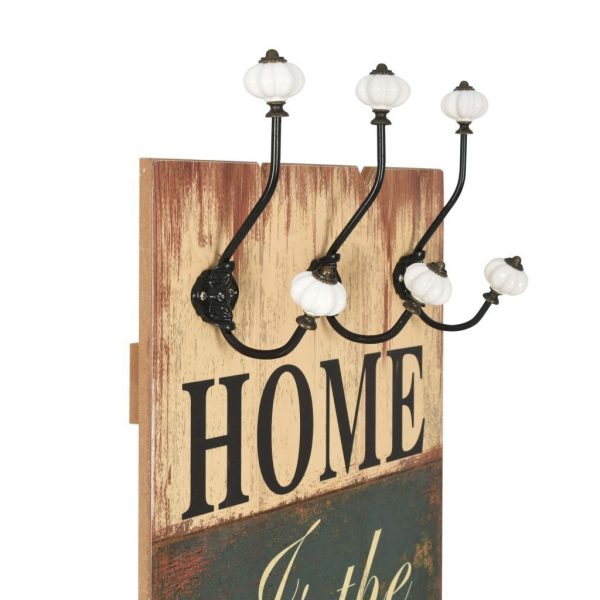 Wall-mounted Coat Rack with 6 Hooks 120×40 cm HOME IS