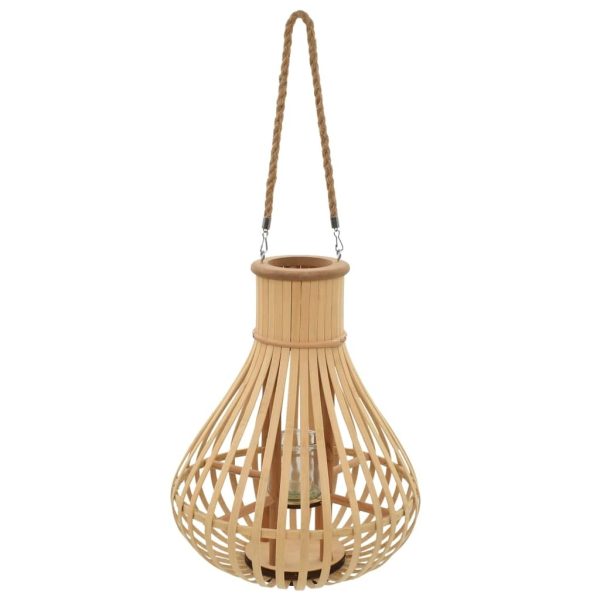 Hanging Candle Lantern Holder Bamboo Natural