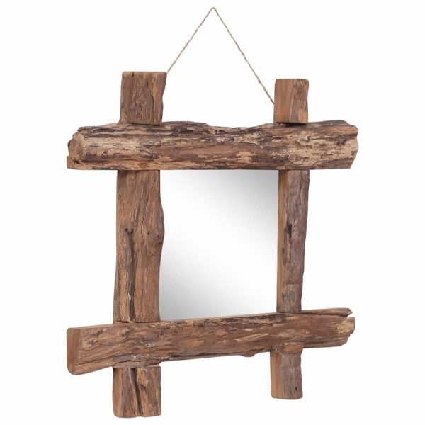 Log Mirror Natural 50×50 cm Solid Reclaimed Wood