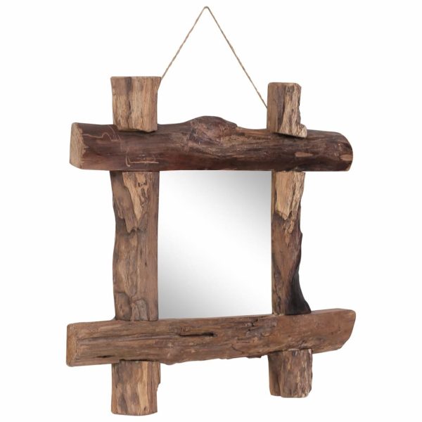 Log Mirror Natural 50×50 cm Solid Reclaimed Wood