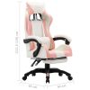 Racing Chair with Footrest Pink and White Faux Leather