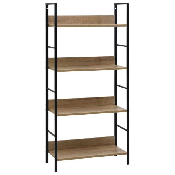 4-Layer Book Shelf Oak Engineered Wood – 60×27.6×124.5 cm