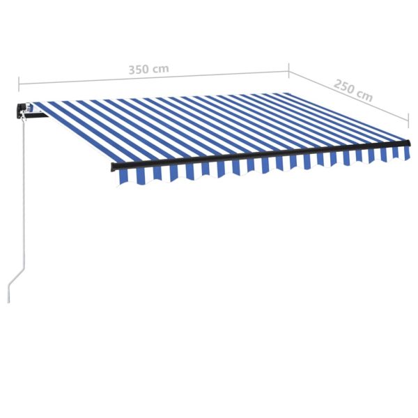 Manual Retractable Awning with LED 350×250 cm Blue and White