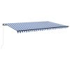 Manual Retractable Awning with LED 500×300 cm Blue and White