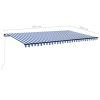 Manual Retractable Awning with LED 500×300 cm Blue and White