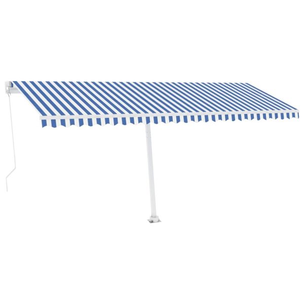 Freestanding Manual Retractable Awning 500×300 cm Blue/White
