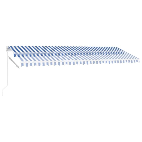 Freestanding Manual Retractable Awning 500×300 cm Blue/White