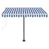 Manual Retractable Awning with LED 300×250 cm Blue and White