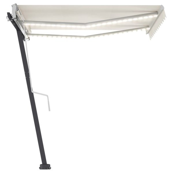 Manual Retractable Awning with LED 300×250 cm Cream