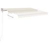 Manual Retractable Awning with LED 300×250 cm Cream