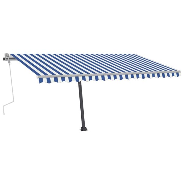 Manual Retractable Awning with LED 400×300 cm Blue and White