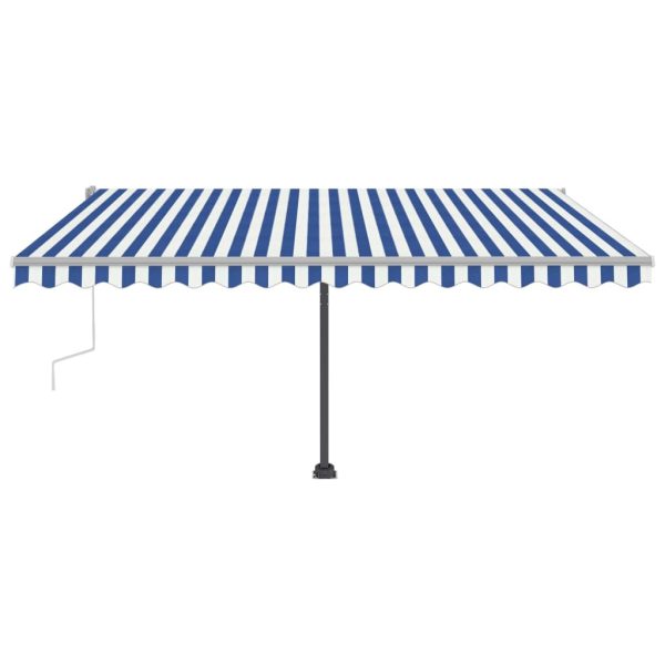 Manual Retractable Awning with LED 400×300 cm Blue and White
