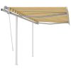 Manual Retractable Awning with Posts 3×2.5 m Yellow and White
