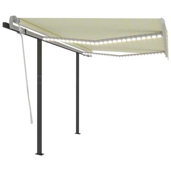 Manual Retractable Awning with LED 3×2.5 m Cream