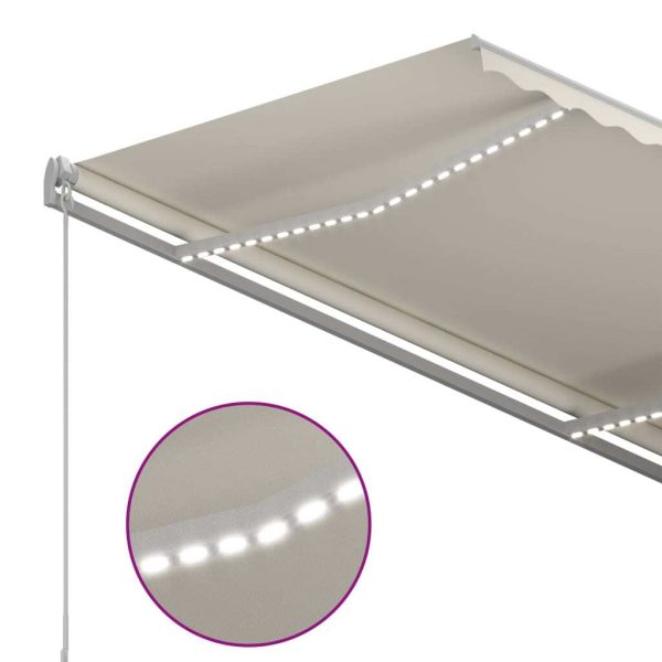 Manual Retractable Awning with LED 3×2.5 m Cream