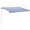 Manual Retractable Awning with LED 3.5×2.5 m Blue and White