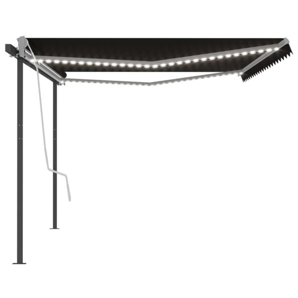 Manual Retractable Awning with LED 5×3 m Anthracite