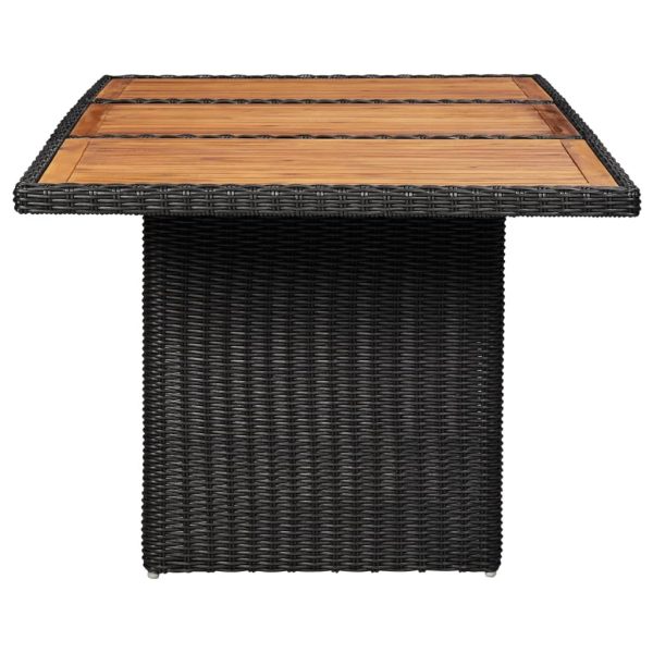 Garden Dining Table 200x100x74 cm Glass and Poly Rattan – Black and Brown
