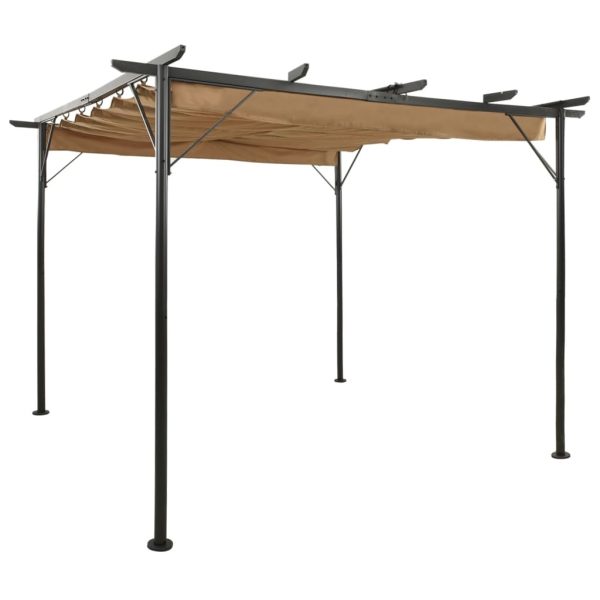 Pergola with Retractable Roof Taupe 3×3 m Steel 180 g/m²