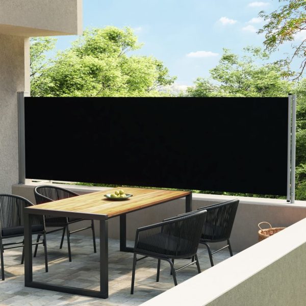 Patio Retractable Side Awning 140×600 cm Black