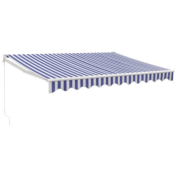 Retractable Awning Blue and White 3×2.5 m Fabric and Aluminium