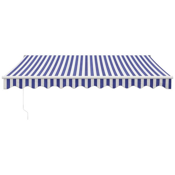 Retractable Awning Blue and White 3×2.5 m Fabric and Aluminium