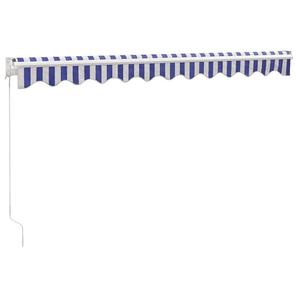 Retractable Awning Blue and White 3×2.5 m Fabric and Aluminium