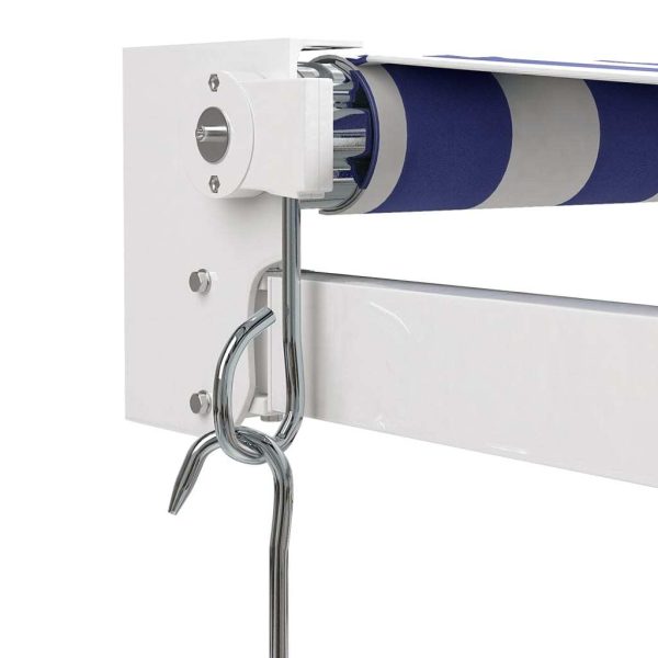 Retractable Awning Blue and White 3×2.5 m Fabric and Aluminium