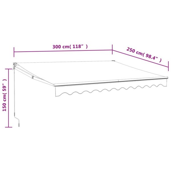 Retractable Awning Blue and White 3×2.5 m Fabric and Aluminium