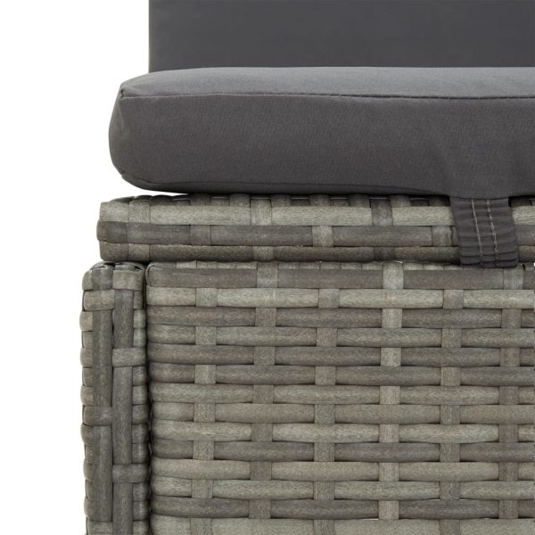 Convertible Sun Bed with Cushions Poly Rattan – Dark Grey