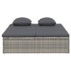 Convertible Sun Bed with Cushions Poly Rattan – Dark Grey