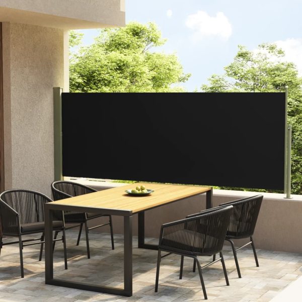 Patio Retractable Side Awning 117×300 cm Black