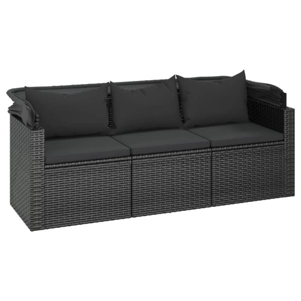 4 Piece Garden Sofa Set with Cushions Poly Rattan – Black