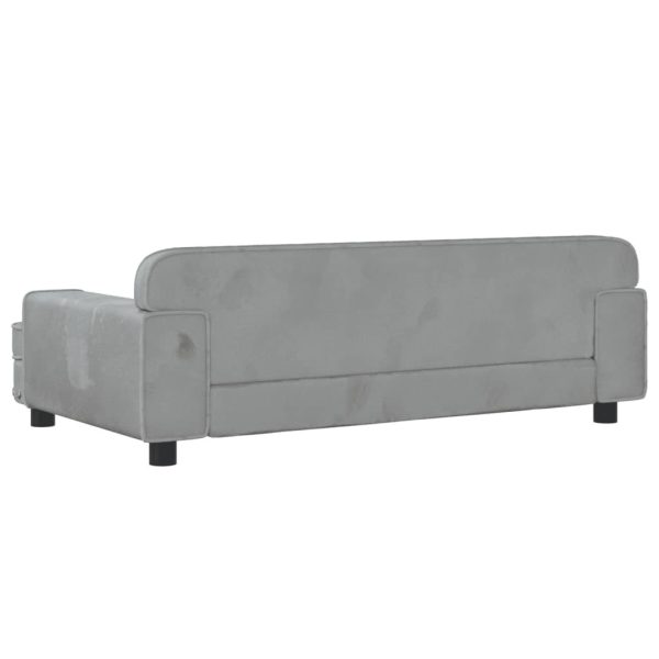 Kids Sofa Velvet – 90x53x30 cm, Light Grey