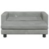 Kids Sofa with Footstool Light Grey 100x50x30 cm Velvet