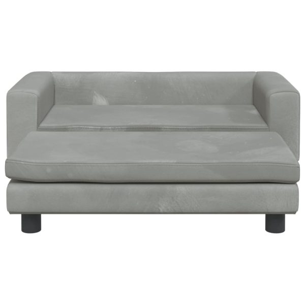 Kids Sofa with Footstool Light Grey 100x50x30 cm Velvet