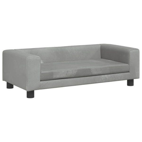 Kids Sofa with Footstool Light Grey 100x50x30 cm Velvet