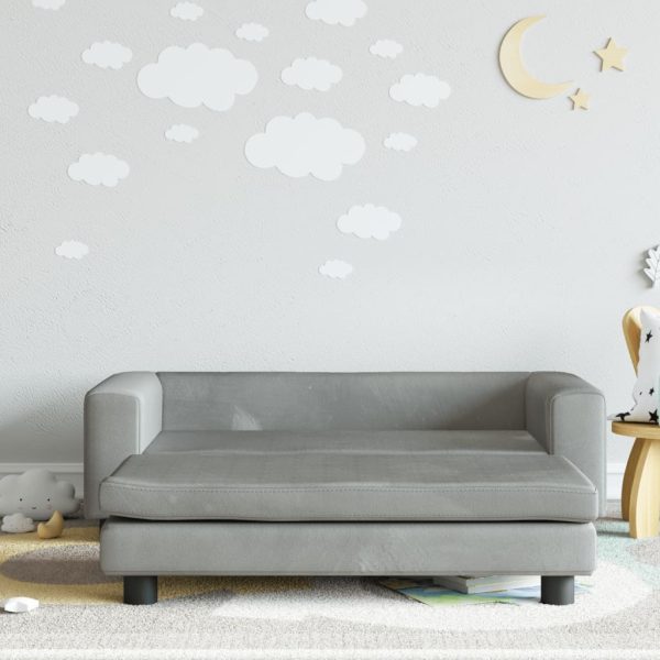 Kids Sofa with Footstool Light Grey 100x50x30 cm Velvet